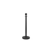 Barrier Post for Cord | Round Ball Black – Height 100 cm, Base Ø32 cm, Stem Ø5.1 cm