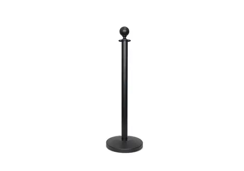  HorecaTraders Barrièrepalen Zwart – Set van 2 – 960 mm – Verzwaarde Vlakke Basis 