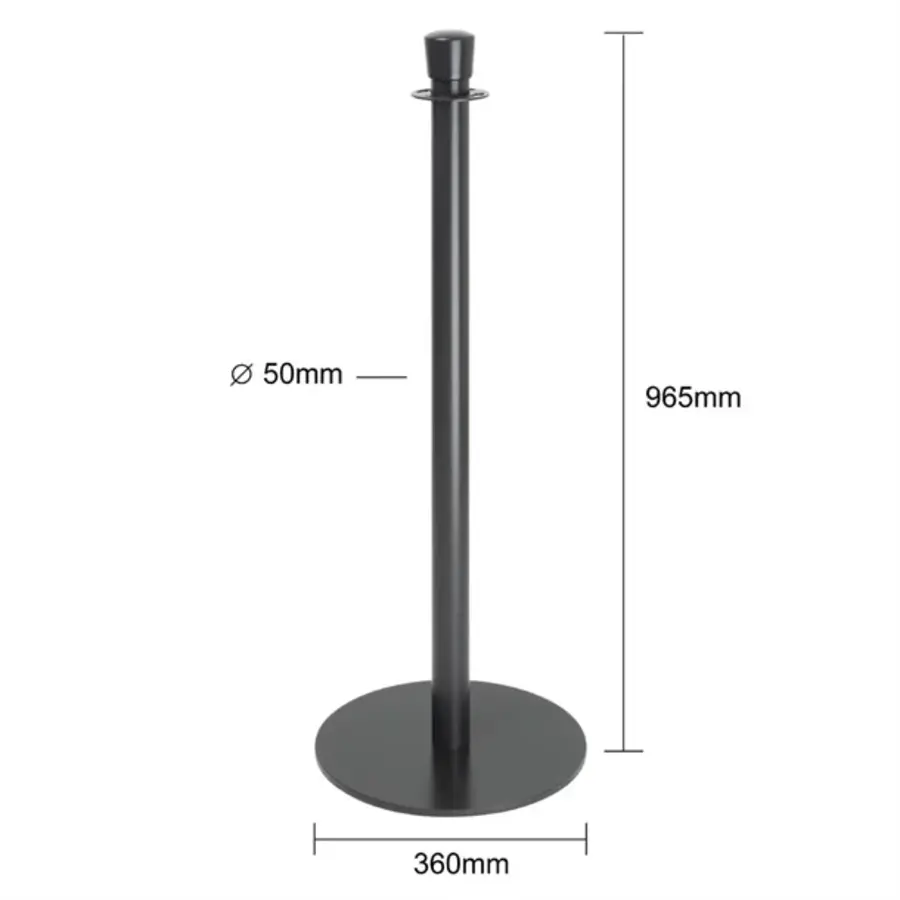 Black Barrier Posts | Flat Base | Height 96 cm | 2 pieces