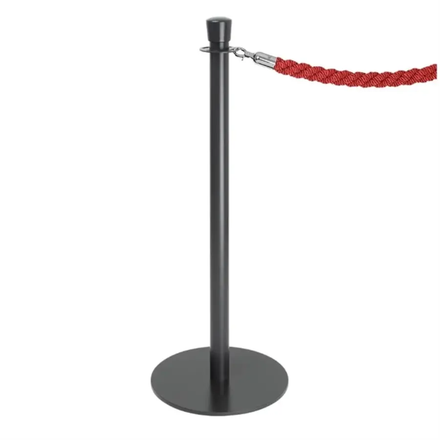 Schwarze Absperrpfosten | Flache Basis | Höhe 96 cm | 2 Stück