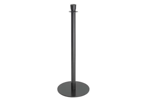  HorecaTraders Black Barrier Posts | Flat Base | Height 96 cm | 2 pieces 