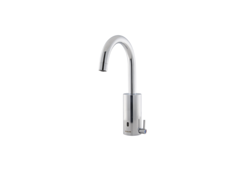  HorecaTraders Hochwertige Infrarot-Waschtischarmatur | Hoher Auslauf | Berührungsloser Sensor | Chrom | 230 V 