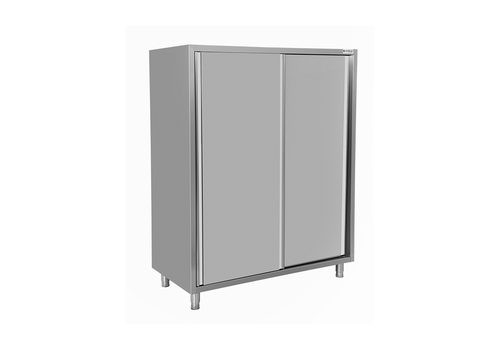  HorecaTraders Stainless Steel Pantry Cabinet with 3 Shelves | 2-Door | 120x60x180 cm 
