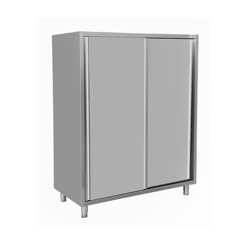  HorecaTraders Armoire de rangement en acier inoxydable à 3 étagères | 2 portes | 120 x 60 x 180 cm 