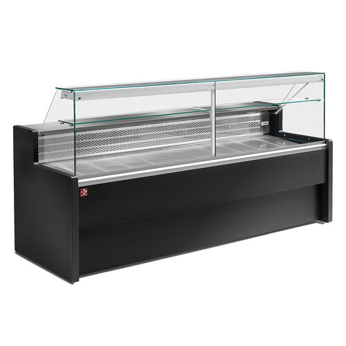  HorecaTraders Vitrine de comptoir statique - 1000 mm - +4°C/+6°C - Plateau en acier inoxydable 