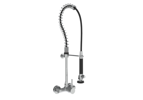  HorecaTraders Douchette de prérinçage - Fixation murale - Acier inoxydable brossé - Robinet mitigeur inclus - 775 mm 