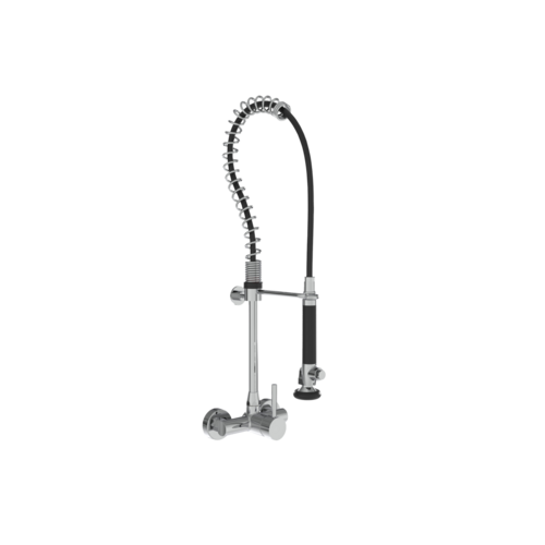  Douchette de prérinçage - Fixation murale - Acier inoxydable brossé - Robinet mitigeur inclus - 775 mm 