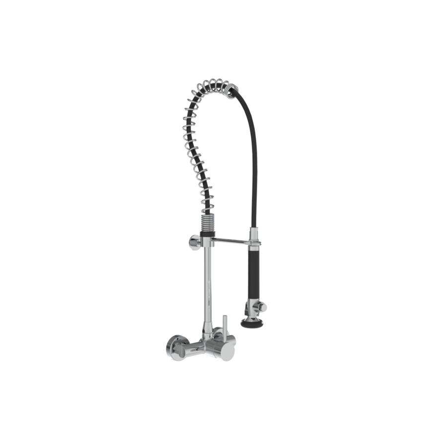 Pre-rinse shower - Wall mounting - Brushed stainless steel - Including mixer tap - 775mm