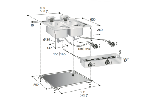  HorecaTraders Mareno Drop-in Fryer 10+10 Liters – 60cm – 18kW Professional 