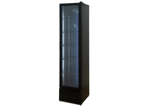  Exquisit Horeca Displaykoelkast | Glazen Deur | Zwart | 160 Liter | 435 x 405 x 1775 