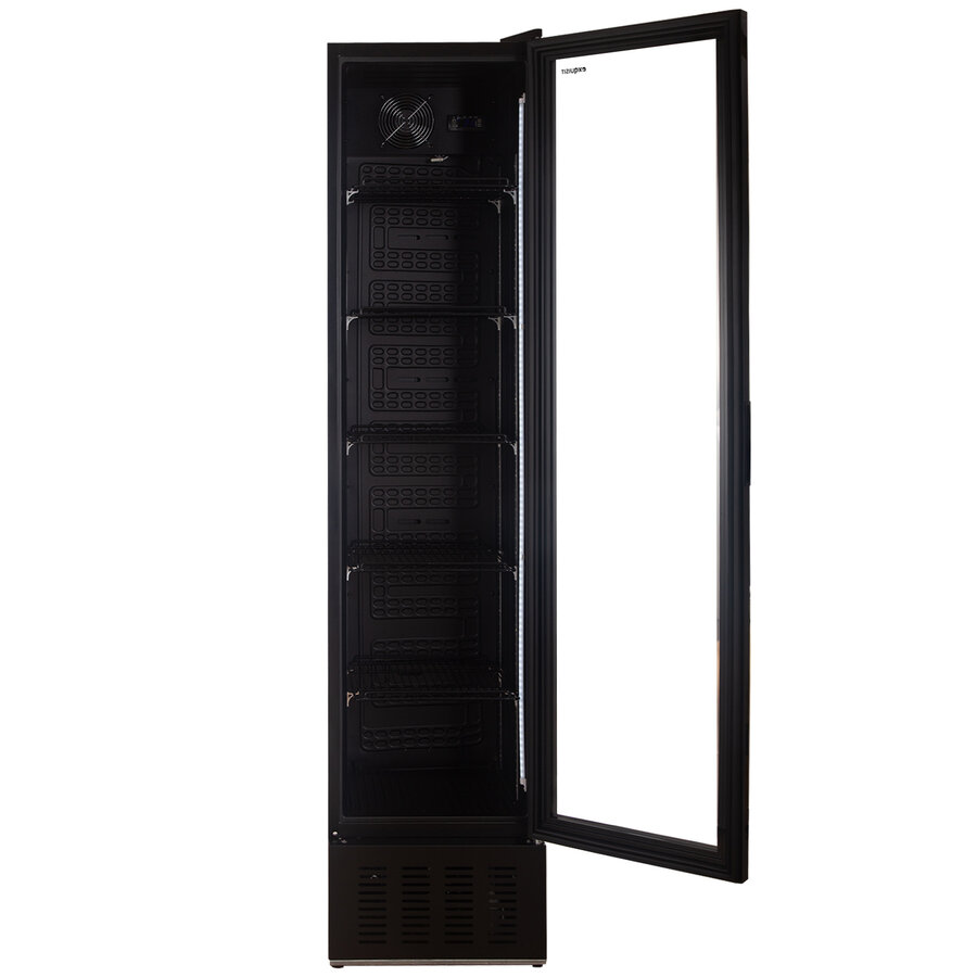 Vitrine réfrigérée commerciale | Porte vitrée | Noir | 160 litres | 435 x 405 x 1775 mm