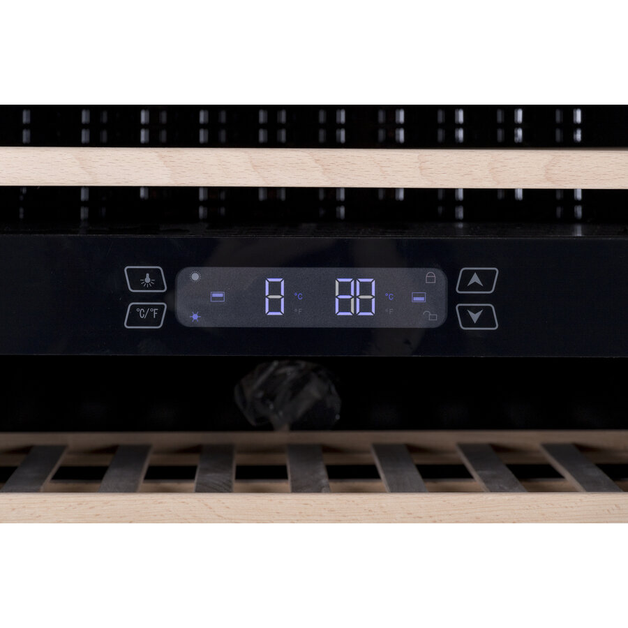 Cave à vin | 72 bouteilles | 2 zones | Noir/Inox | 625 x 595 x 1625 mm