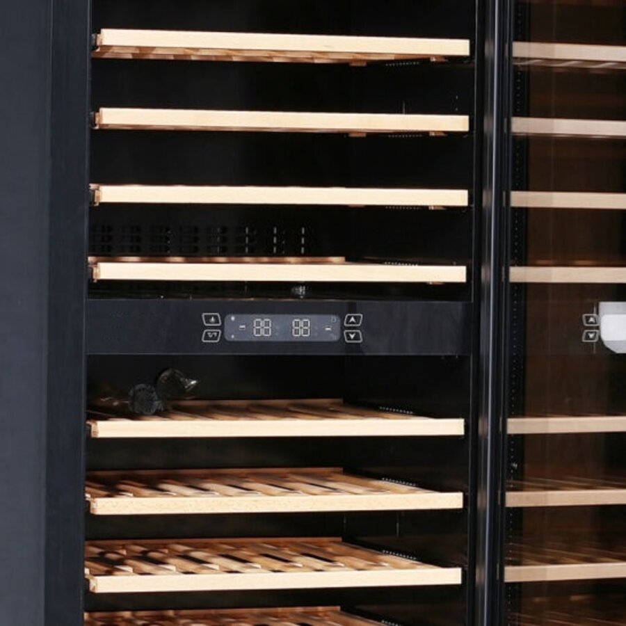 Weinkühlschrank | 72 Flaschen | 2 Temperaturzonen | Schwarz/Edelstahl | 625 x 595 x 1625 mm