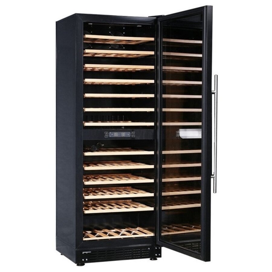 Weinkühlschrank | 72 Flaschen | 2 Temperaturzonen | Schwarz/Edelstahl | 625 x 595 x 1625 mm