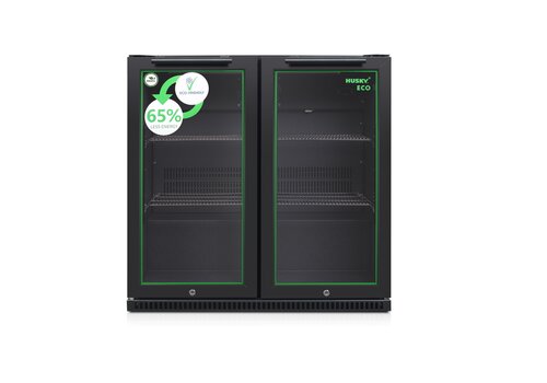  Husky C2H-ECO-865-BK-NL-HU - Doppeltüriger Kühlraum mit Rückwand - Schwarz - Energieklasse B - 218 Liter 
