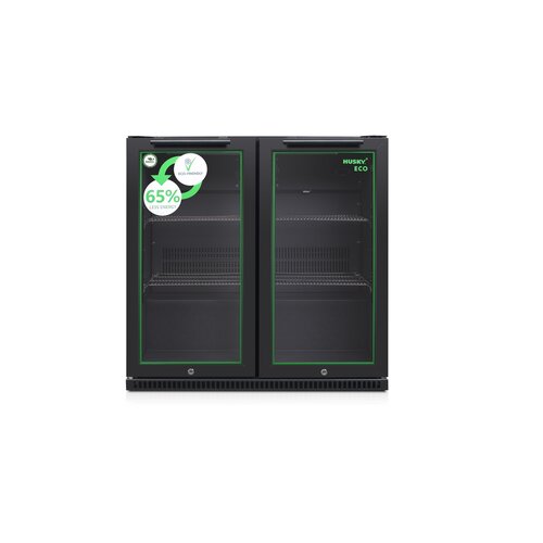  Husky C2H-ECO-865-BK-NL-HU - Dubbeldeurs Backbarkoeler - Zwart - Energieklasse B - 218 Liter 