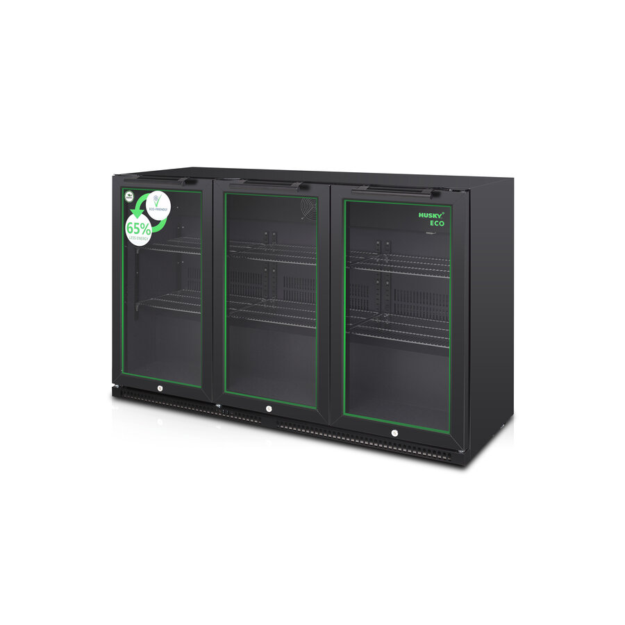 C3H-ECO-865-BK-NL-HU - Three-door Backbar Cooler - Black - Energy Class B - 350 Liters