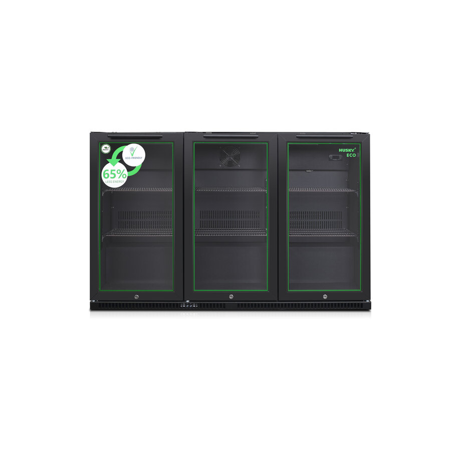 C3H-ECO-865-BK-NL-HU - Three-door Backbar Cooler - Black - Energy Class B - 350 Liters