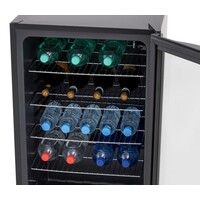 Kühlschrank mit Glastür | Schwarz | Schloss | 130 Liter | 540 x 540 x 840 mm