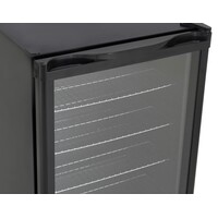 Kühlschrank mit Glastür | Schwarz | Schloss | 130 Liter | 540 x 540 x 840 mm