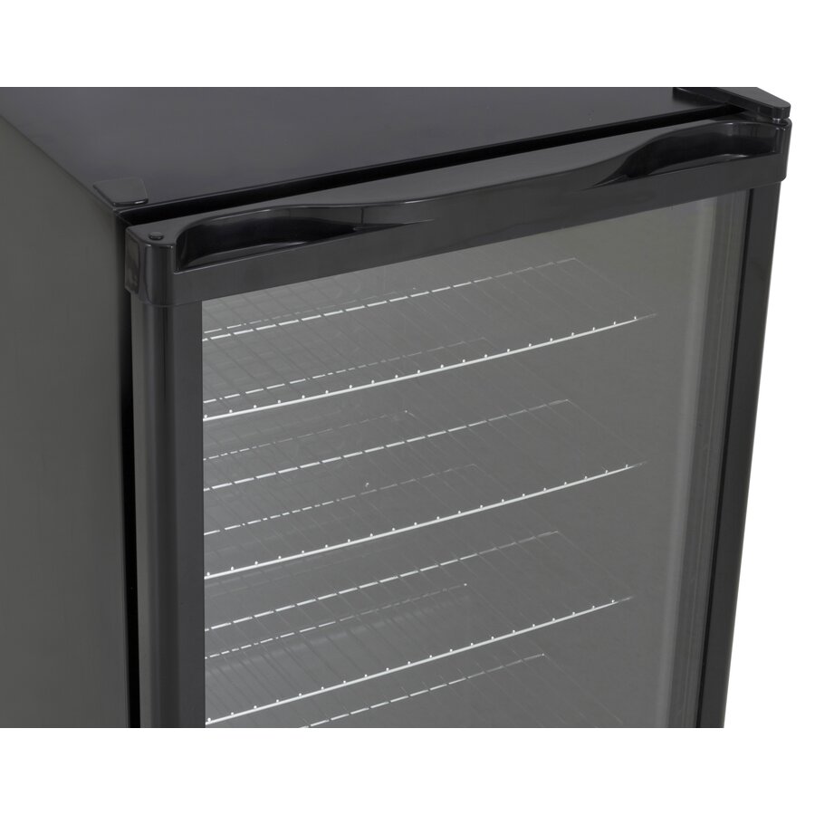 Kühlschrank mit Glastür | Schwarz | Schloss | 130 Liter | 540 x 540 x 840 mm