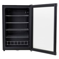 Kühlschrank mit Glastür | Schwarz | Schloss | 130 Liter | 540 x 540 x 840 mm