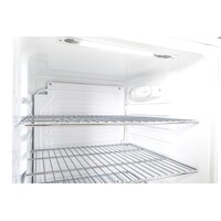 Réfrigérateur à porte vitrée avec serrure - 130 litres - Blanc - Hauteur : 84 cm