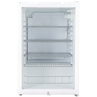 Réfrigérateur à porte vitrée avec serrure - 130 litres - Blanc - Hauteur : 84 cm