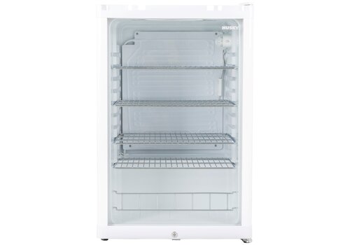  Husky Réfrigérateur à porte vitrée avec serrure - 130 litres - Blanc - Hauteur : 84 cm 