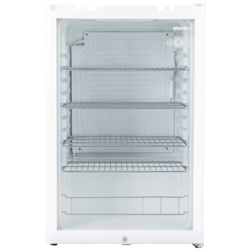  Husky Glass Door Cooler with Lock - 130 Liters - White - 84cm High 