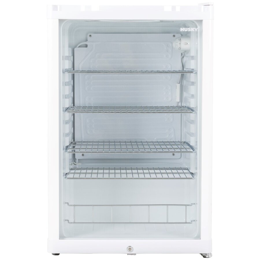 Glass Door Cooler with Lock - 130 Liters - White - 84cm High