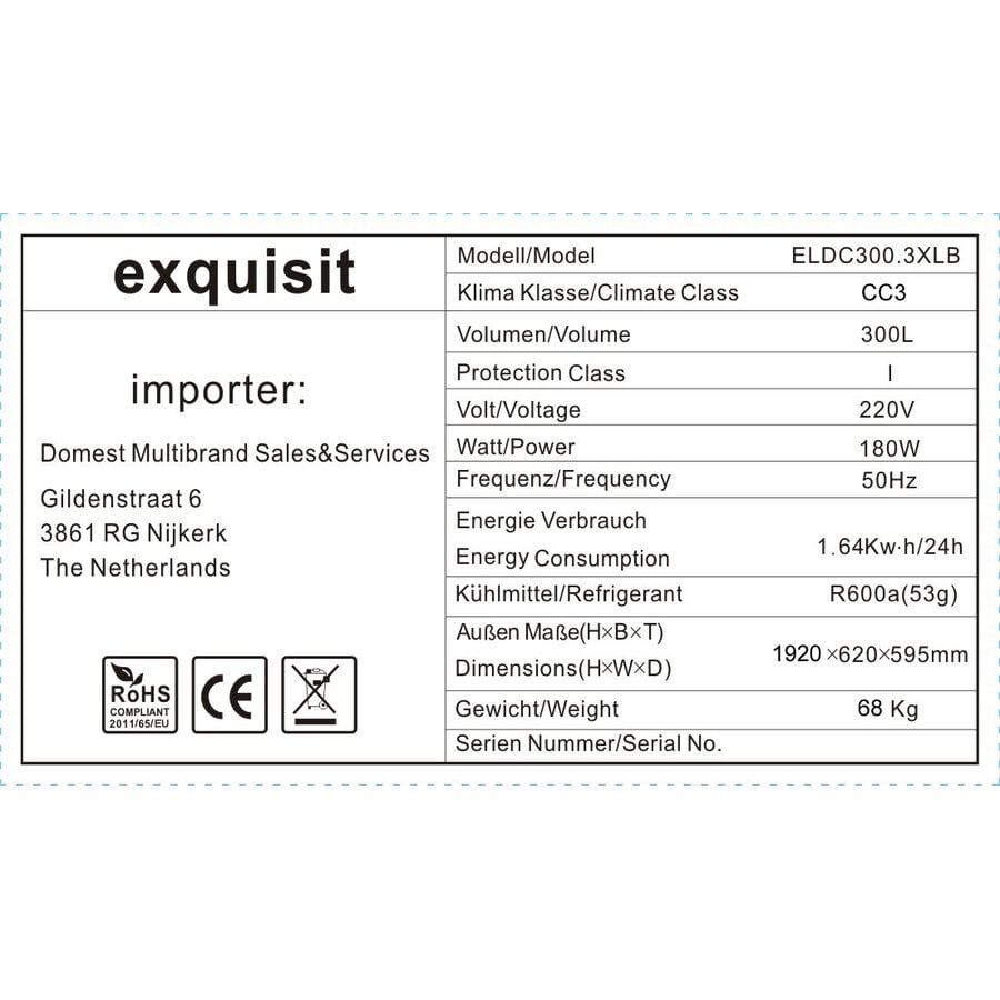 Réfrigérateur à porte vitrée avec vitrine - 300 litres - Noir - Hauteur : 192 cm
