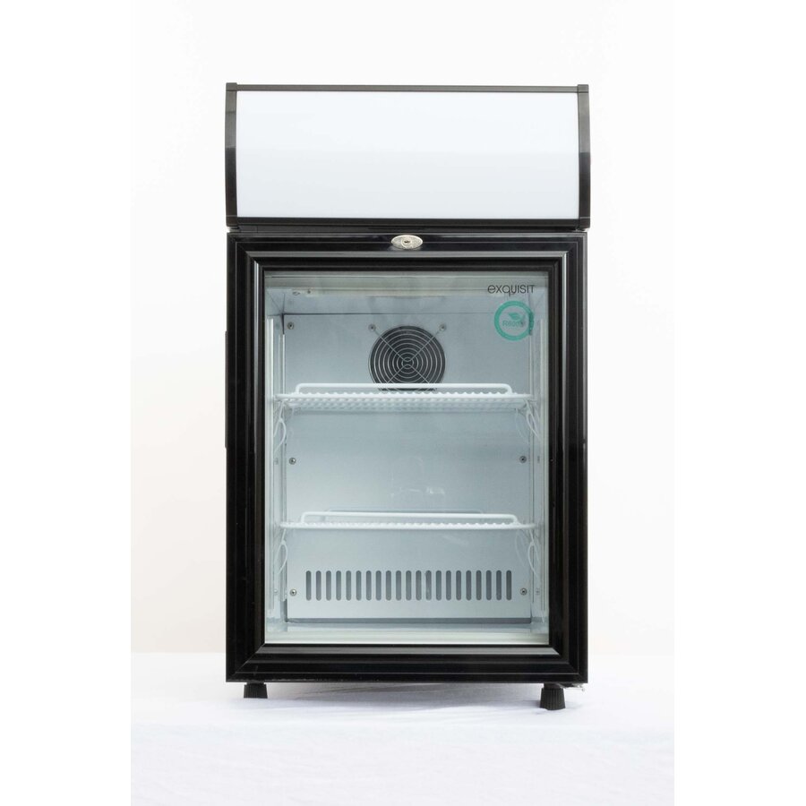 Mini vitrine réfrigérée avec caisson lumineux - 50 litres - Noir/Blanc - Hauteur : 78 cm