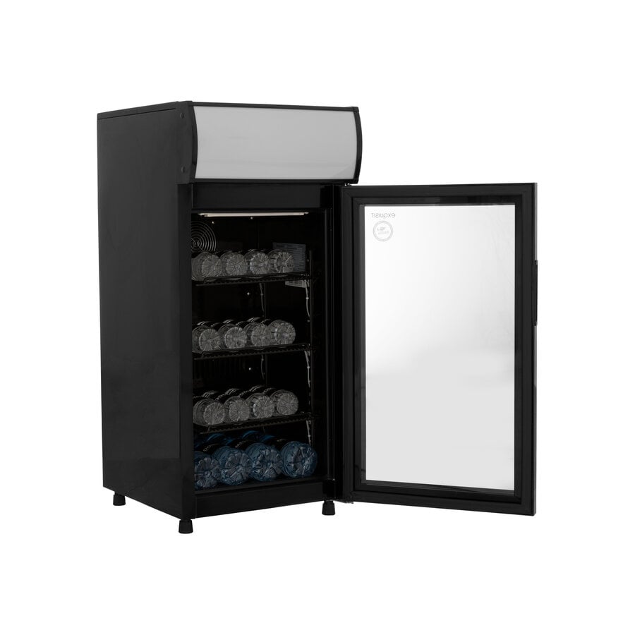 Réfrigérateur à porte vitrée avec affichage et serrure - 80 litres - Noir - Hauteur : 98 cm