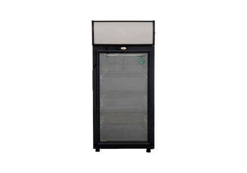  Exquisit Glass Door Cooler with Display and Lock - 80 Liters - Black - 98cm High 