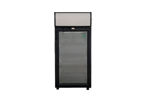  Exquisit Réfrigérateur à porte vitrée avec affichage et serrure - 80 litres - Noir - Hauteur : 98 cm 