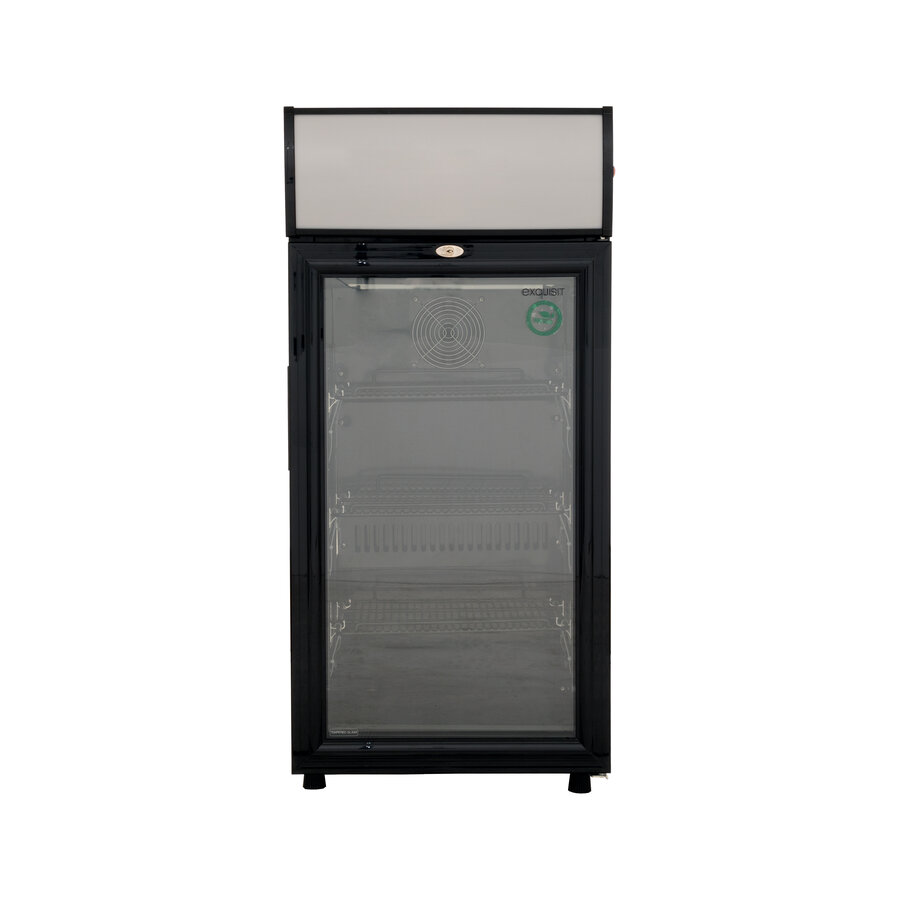 Glass Door Cooler with Display and Lock - 80 Liters - Black - 98cm High