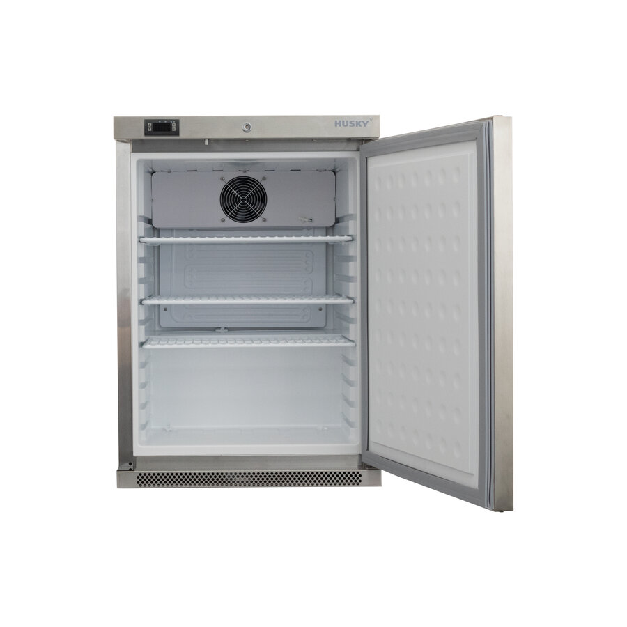 Établi réfrigéré avec serrure - 111 litres - Acier inoxydable - Hauteur : 84 cm