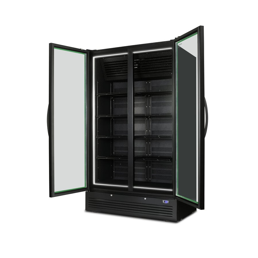 Large Double-Door Display Cooler | 771 Liters | Black | 1985x120x719 | Energy Class A e
