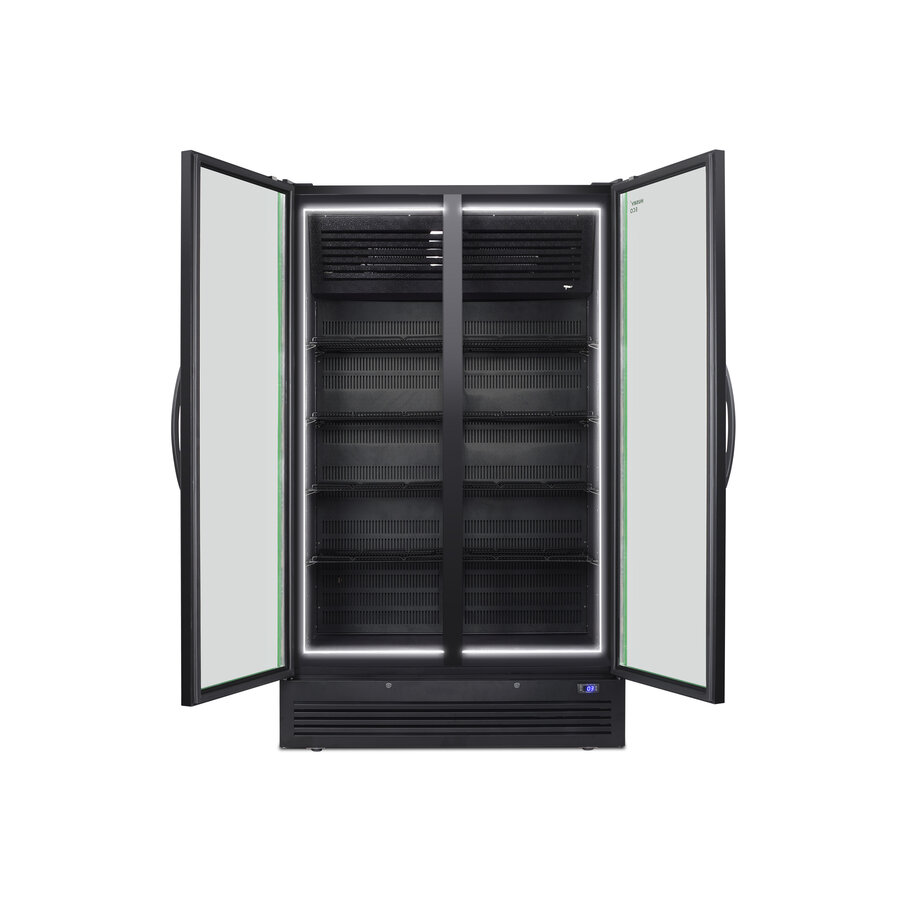 Grote Dubbeldeurs Displaykoeler | 771 Liter | Zwart | 1985x120x719 | Energieklasse A e