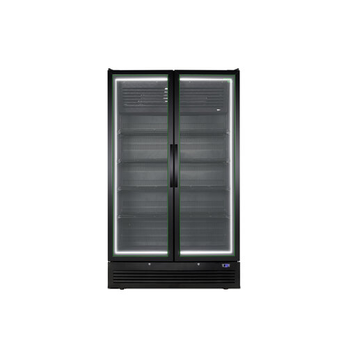  Husky Vitrine réfrigérée à double porte grand format | 771 litres | Noire | 1985 x 120 x 719 mm | Classe énergétique A 