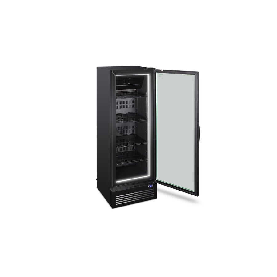 Vitrine réfrigérée à porte battante | 364 litres | Noire | 719 x 650 x 1985 mm | Classe énergétique A