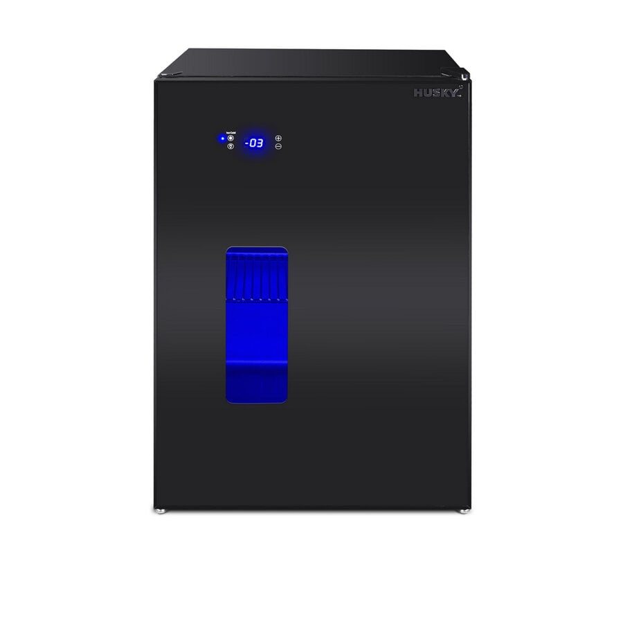 Réfrigérateur à air pulsé avec porte vitrée - 130 litres - Noir - Hauteur : 85 cm