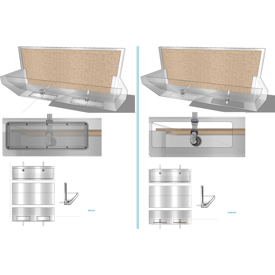 chirurgen wasmeubel | RVS  | D 520 x H 830 mm