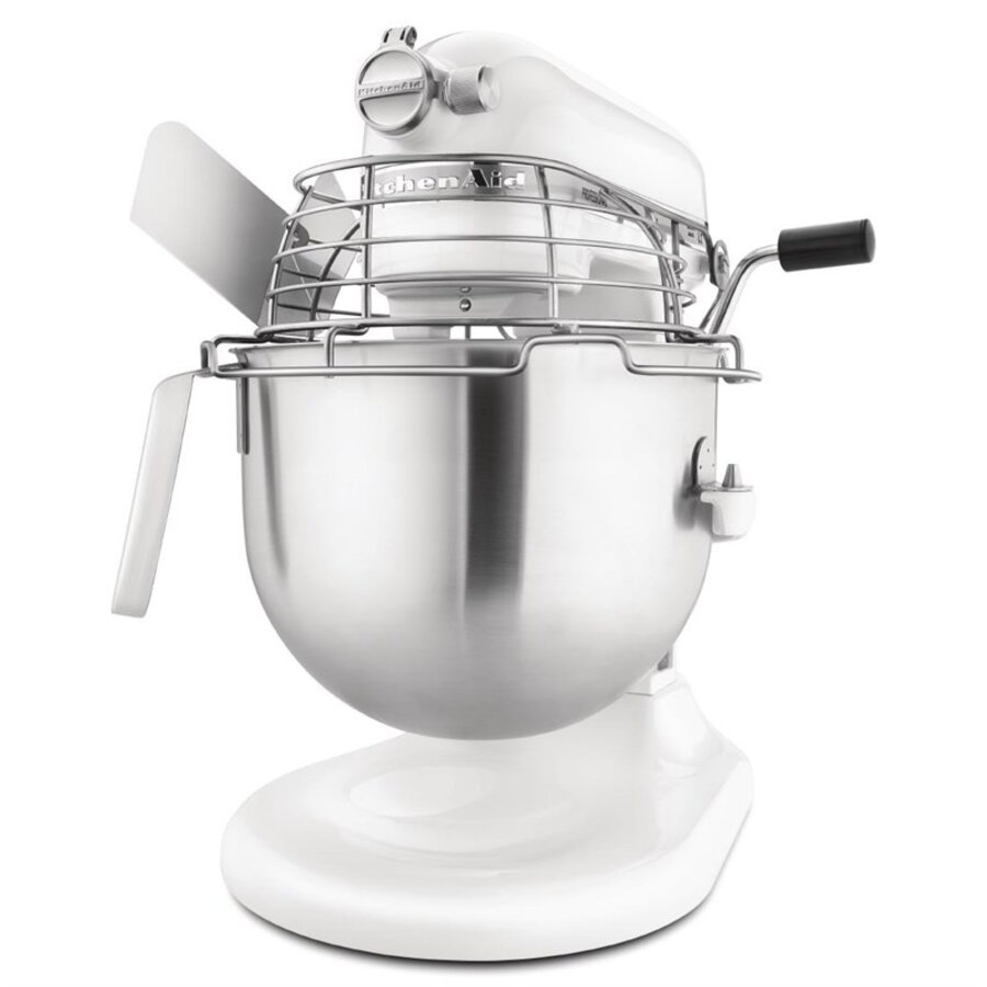 Robot pâtissier professionnel KitchenAid blanc 6,9 litres avec moteur à entraînement direct et porte-accessoires