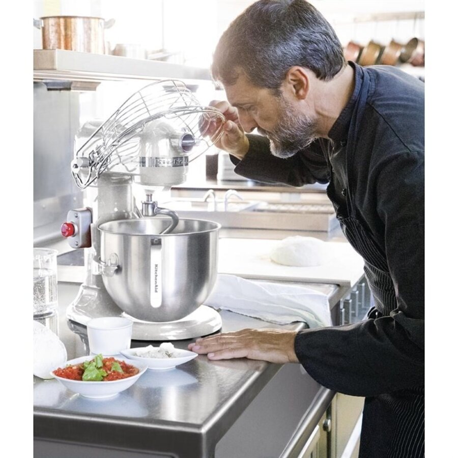 Robot pâtissier professionnel KitchenAid blanc 6,9 litres avec moteur à entraînement direct et porte-accessoires