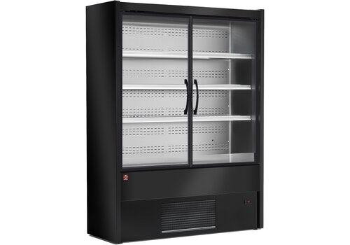  HorecaTraders Kühlwandgerät | Schwarz | Schwingtüren | 0 °C/+2 °C | 700 x 570 x 2000 mm 