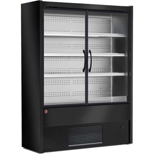 HorecaTraders Kühlwandgerät | Schwarz | Schwingtüren | 0 °C/+2 °C | 700 x 570 x 2000 mm 