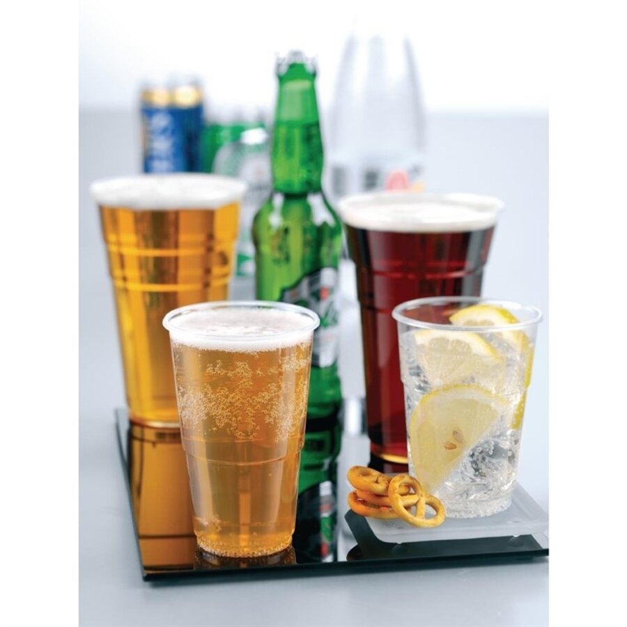 eGreen Einweg-Bierbecher aus Kunststoff, 590 ml, mit Fülllinie – 1000 Stück