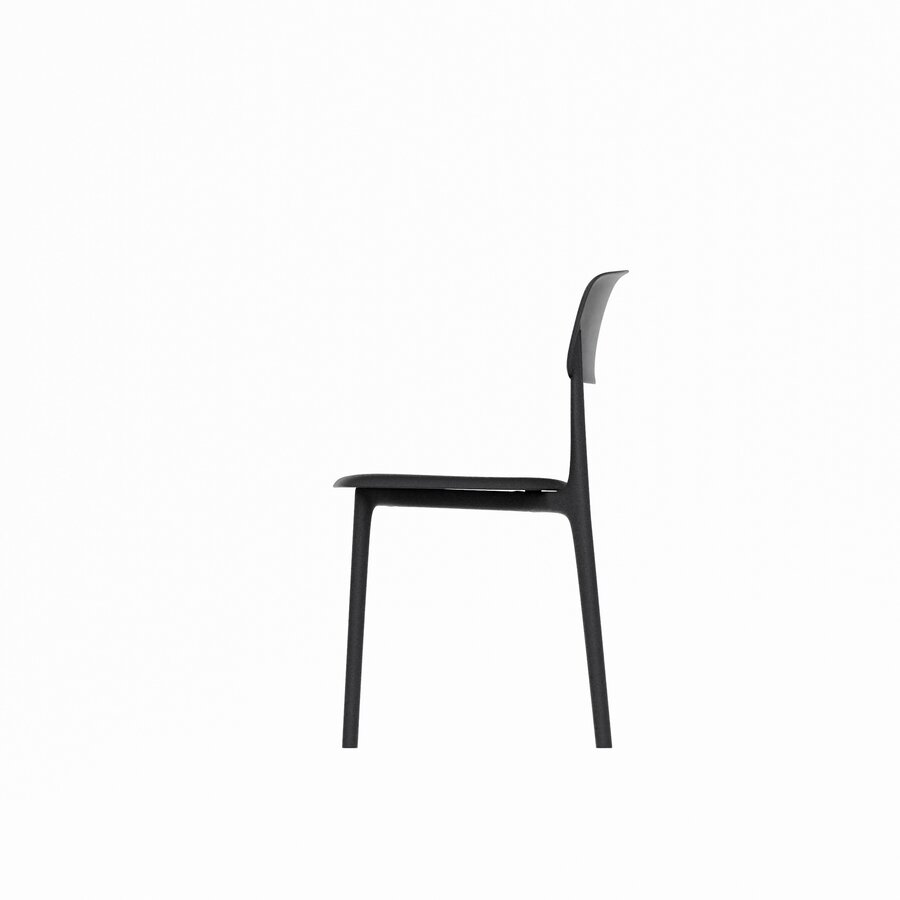 Stapelbarer Stuhl | Polypropylen | Schwarz | UV-beständig | 44,5 × 48 × 79 cm | 4er-Set